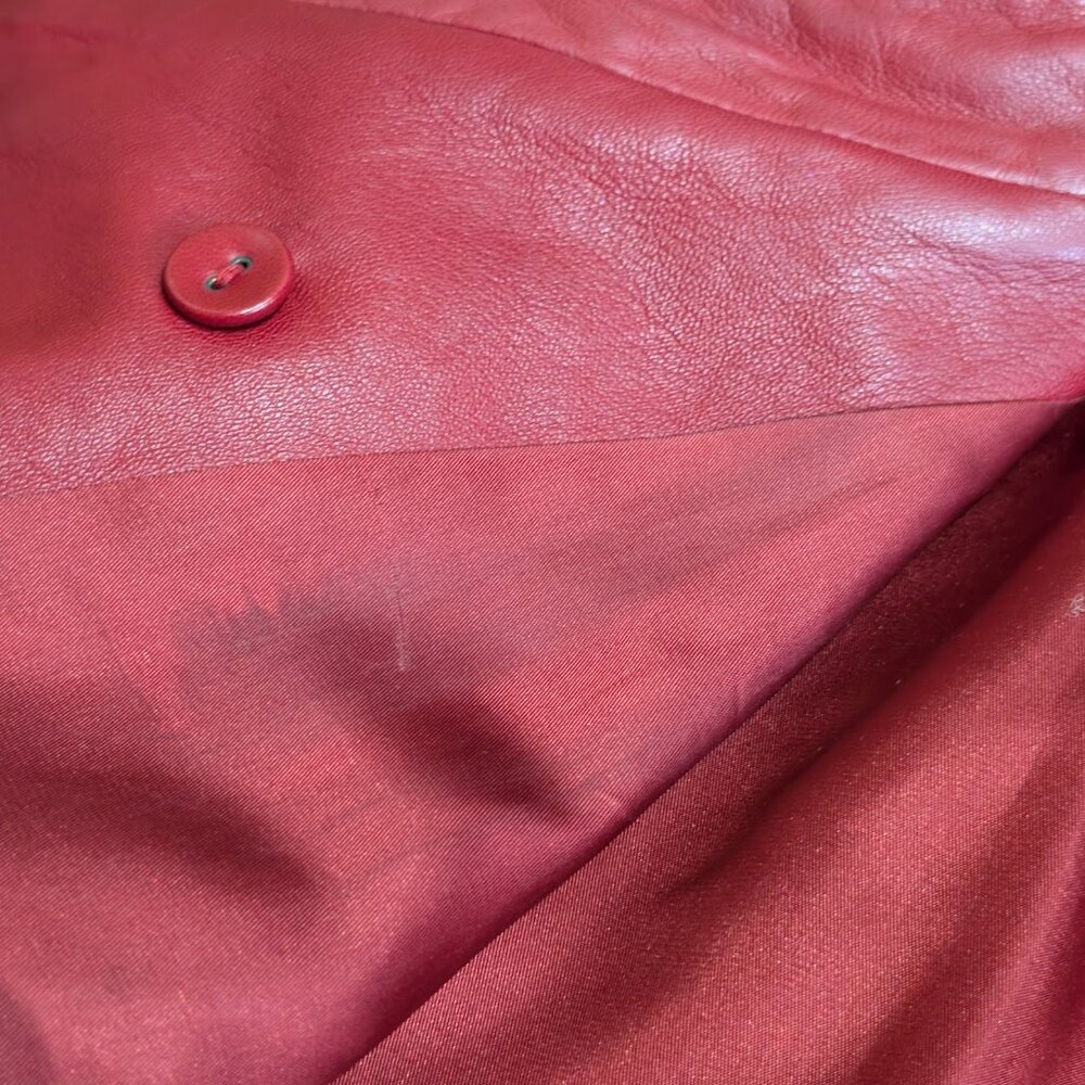 Red Leather Asymmetrical Jacket - image 7